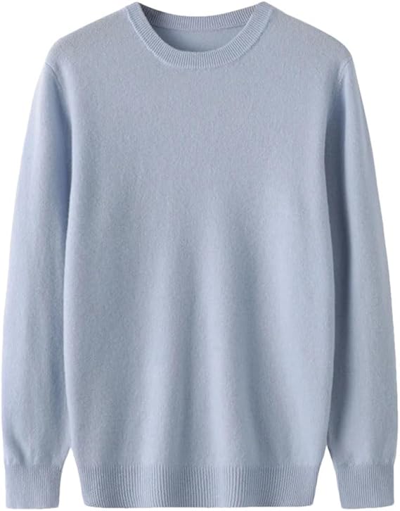 Men Solid Merino Wool Pullover O-Neck Long-Sleeve Cashmere Sweater