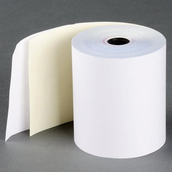 3 X 90 ft 2-ply Carbonless Kitchen Paper | Two Ply Carbonless Kitchen Printer POS Receipt Paper Rolls(1 Case of 30 Rolls) TMU 220 White/Canary from Nayelish