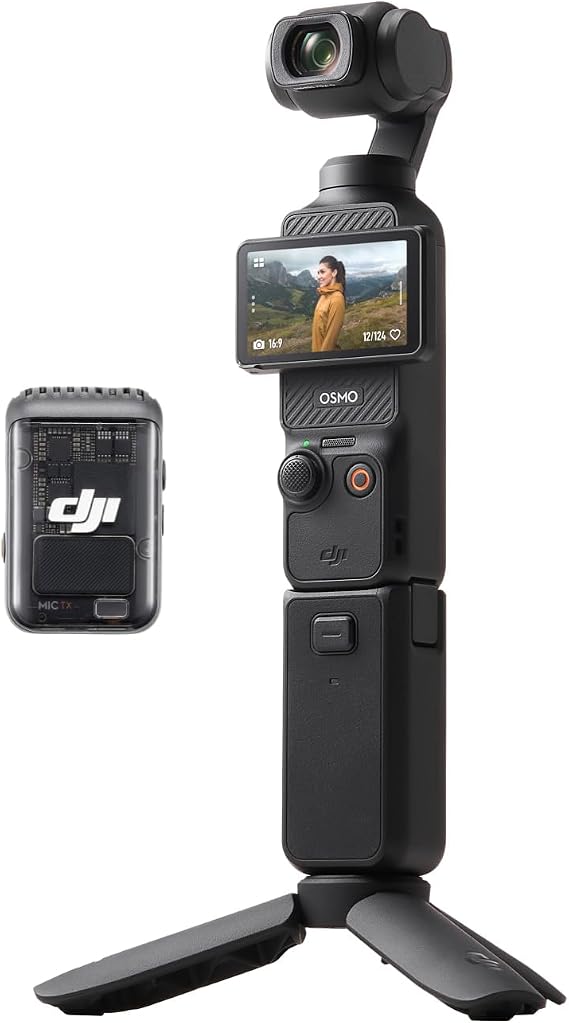 DJI Osmo Pocket 3 Creative Combo Vlog Camera 4K with 1 Inch CMOS and 4K/120 fps Video 3-Axis Stabilisation Digital Camera Fast Focusing incl. Microphone for Clear Sound YouTube
