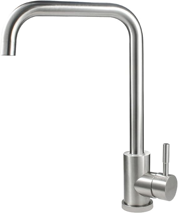 SOLVEX Single Handle Kitchen Taps Kitchen Sink Mixer Tap with Swivel Spout, Stainless Steel Faucet Brushed Nickel, with Supply Hose, Brushed Surface, SP-10021