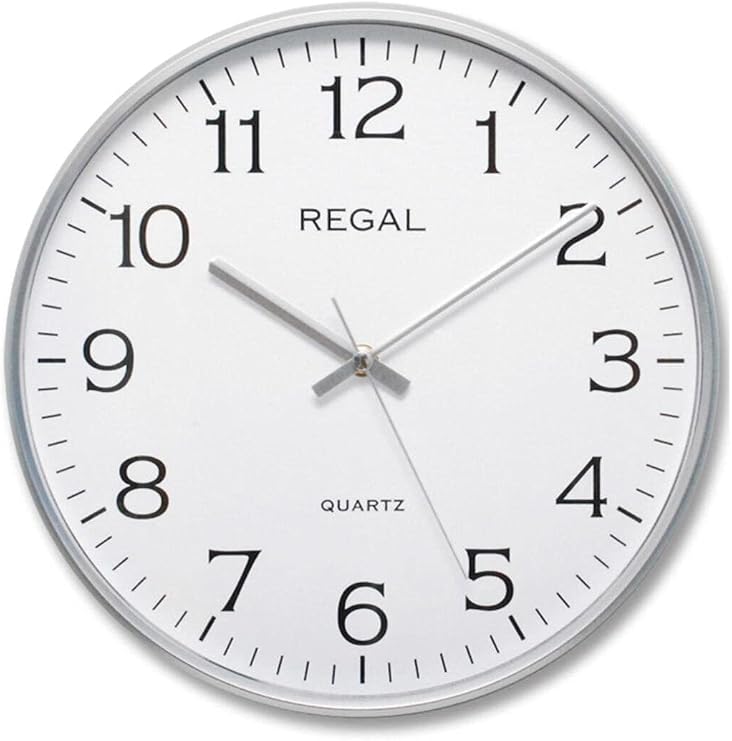 Regal 0250 SW Slim Silver Silver Frame Slim Quiet Flows Home Office Type Classic Wall Clock 30 Cm