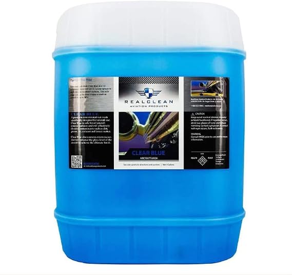 RealClean Aircraft Cleaning Supplies/Clear Blue Aircraft Wash Concentrate- Wet wash Concentrate for All Aircraft- Created by Professional Aircraft Detailers- 5 GAL