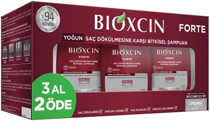 Bioxcin Forte Saç Dökülmesine Karşı Bitkisel Şampuan, 3x300 ml, 3 Al 2 Öde