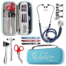 Primacare KB-9397-BL Stethoscope Case, Supplies Included, Blue with Multiple Compartments, Portable and Lightweight First Aid Kit Bag with Vital Medical Supplies, Nursing Accessories for Nurses