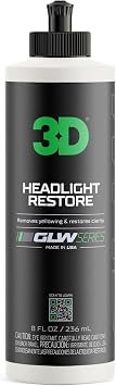 3D GLW Series Headlight Restore 2-Step Kit Removes Oxidation, Scratches & Yellowing | UV Protection for Clear Headlights & Safer Driving | Made in USA - 8 oz