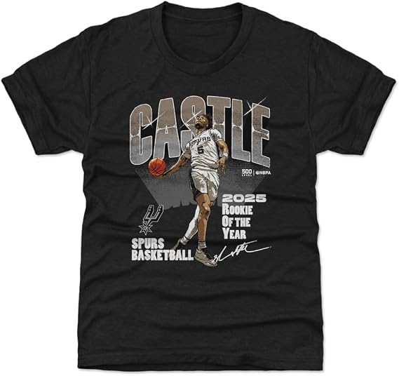 500 LEVEL NBA Stephon Castle San Antonio Spurs 2025 Rookie of The Year Kids T-Shirt