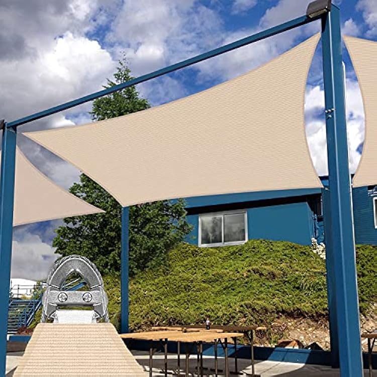 Patio Paradise 20 x 24 Shade Sail Rectangle Sun Canopy with Super A-Ring, UV Block Shade Fabric Heavy Duty Customized Patio Cover for Deck Backyard Outdoor, Commercial Grade, Sand