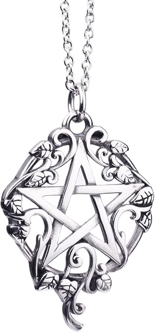 Pentagram Necklace for Women Men Stainless Steel Gothic Wicca Jewelry