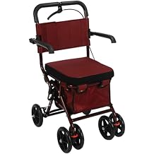 Multi-Function Shopping Trolleys Kitchen Storage Utility-Carts Foldable Easy to Carry The Wheel with Seat Shopping Cart Overhead Frame Elderly Walking Assist Carts 42X90X90Cm