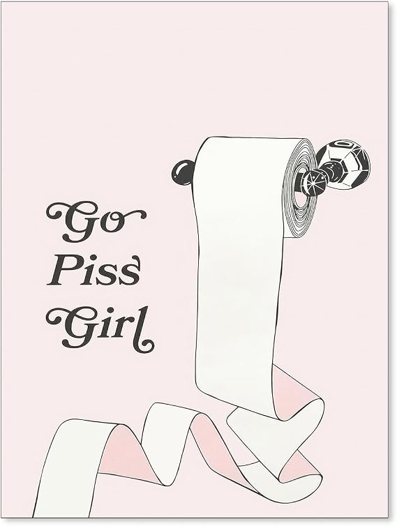 AEDNX Go Piss Girl Wall Art Trendy Pink Bathroom Decor Poster (12x16 inches, Unframed) Cute Preppy Apartment Dorm Room Restroom Picture Print