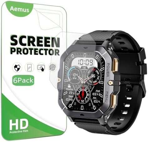Screen Protector Compatible for DEKELIFE Military SmartWatch 2.02 6 Pack C28  BT101 Smart Watch HD PET Film, Compatible for OUKITEL Fitness Watch