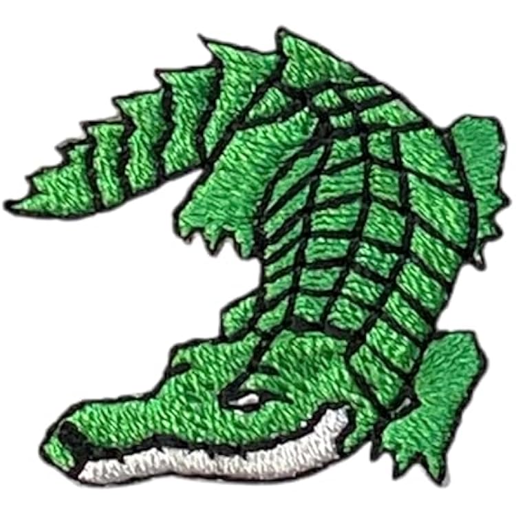 Green Alligator Embroidered Iron on Patch