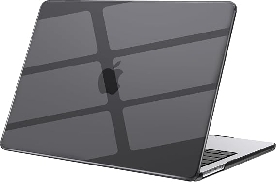Case Compatible with MacBook Air 15 inch M5 A3448 M4 A3241 M3 A3114 M2 A2941, 2026 2025 2024 2023 Release, Transparent Hard Plastic Shell Cover, Black Clear