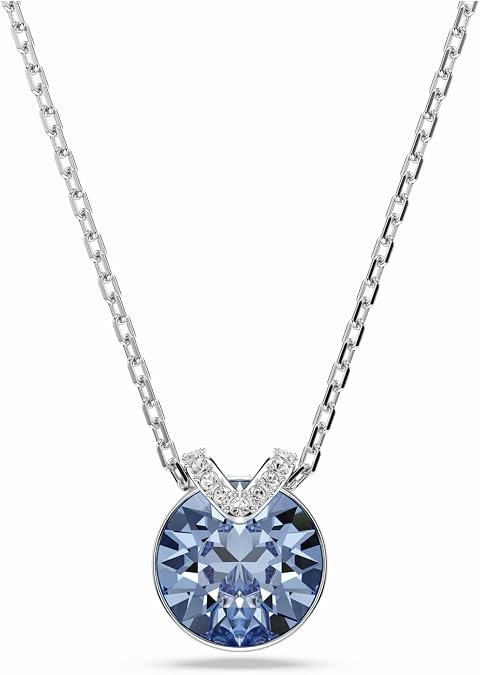 Swarovski Bella V pendant, Round cut, Blue, Rhodium finish