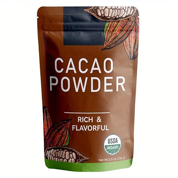 226g(0.5lbs), Premium Organic Cacao Powder - Unsweetened Dark Cocoa for Baking, Smoothies & Healthy Desserts, Rich Chocolate Flavor, Vegan, Non-GMO, Gluten-Free