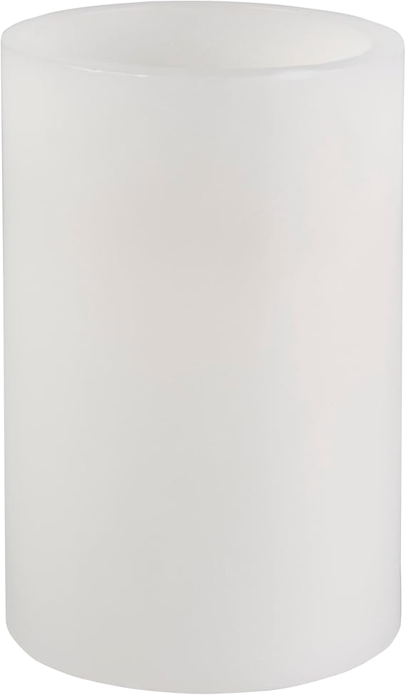 Mikasa 4x6 Inch White LED Pillar Candle with Flickering Flame - Real Wax Battery Operated Candle with Timer, Flameless Candle for Home Decor, Weddings, Holidays and Seasonal Displays