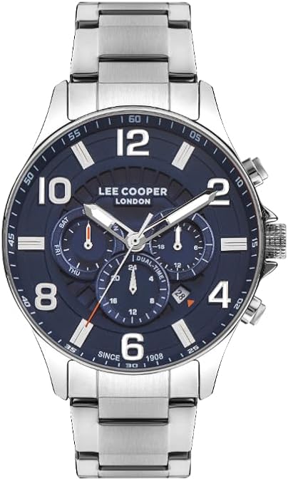 Lee Cooper VX9JE1 Men's Movement Watch with Multifunction Display and Metal Strap - LC07802.390, Silver, Strap