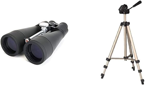 Celestron 71018 SkyMaster 20 x 80 Binocular & Hama 4175 | Star 75 Camera Tripod | Up to 125cm | Incl. Carrying Bag | Black