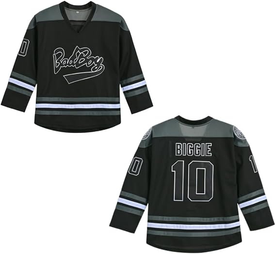 Youth #10 Smalls Bad Boy 90S Hip Hop Long Sleeve Black Hockey Jersey