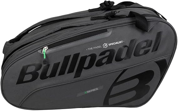 Bullpadel - Black racket bag, with pockets for rackets, compartment for clothing or equipment and auxiliary pockets, padded and handles for transport, large capacity and