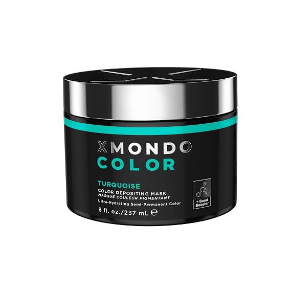 XMONDO Color Turquoise Depositing Mask, Teal Hair Dye, 8 Fl Oz | Semi-Permanent, Infused with Bond Booster & Hyaluronic Acid for Nourishment, Revitalization & Repair, Vegan Formula