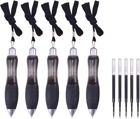 Wide Body Ballpoint Pen, 5 Super Big Fat Pens and 5 Extra Black Ink Refills, for Arthritis Parkinson's Carpal Tunnel and Essential Hand Tremors Writting (Black)