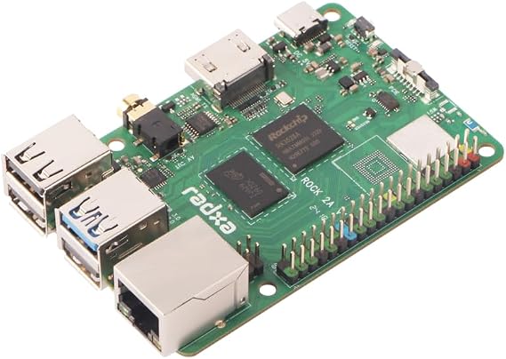 Radxa Rock 2A Single Board Computer, RK3528A Quad-Core CPU, GPU, 4K HDMI and Gigabit Ethernet (RS113-D4T0)