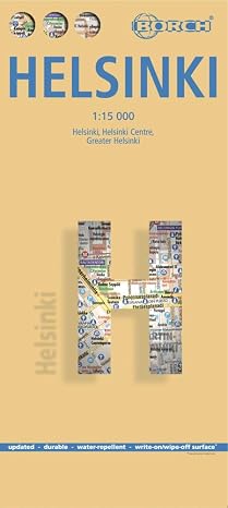 Helsinki Map by Borch, Laminated (English, French and German Edition) (English, French, German, Italian and Spanish Edition) (English and French and German and Italian and Spanish Edition)