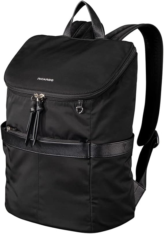 Ricardo Beverly Hills Rodeo Drive 2.0 Softside Backpacks, Lightweight, Unisex, Stylish, Black, 14-Inch Flat top Backpack
