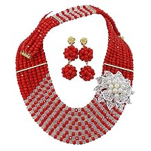 8Rows Red White Crystal Jewelry Set,Bride Jewelry Set,Wedding Beads Jewelry Set