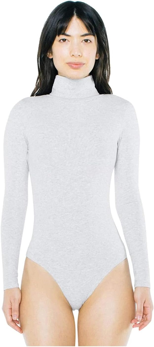 American Apparel Womens Cotton Spandex Long Sleeve Turtleneck Bodysuit