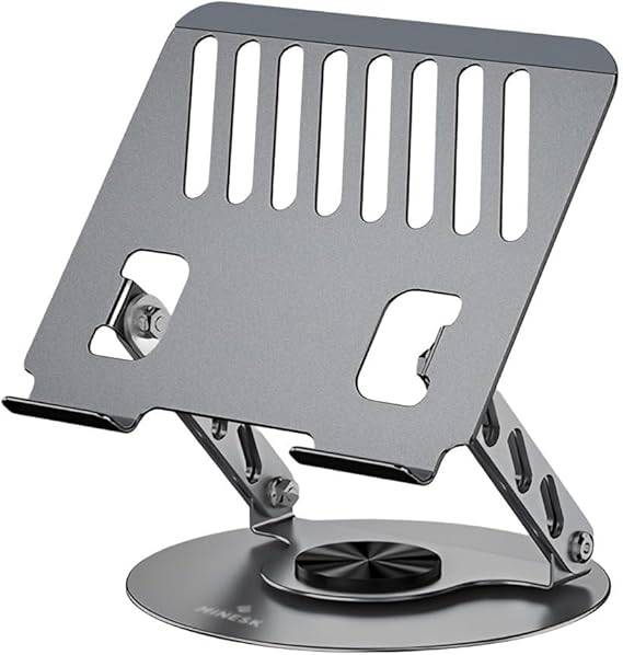 Minesk Macbook and Laptop Stand 360 Degree Rotatable Size Adjustable Aluminum Alloy Ergonomic Design Computer Holder (Computer Stand)