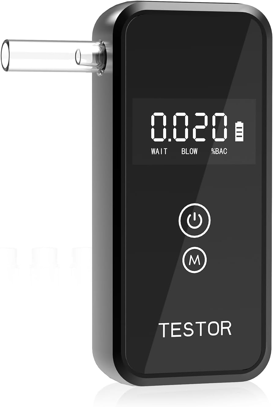 Breathalyzer, Professional - Grade breathalyzer for Alcohol, Personal Alcohol Breathalyzer Tester for Home Use with 8 Reusable Mouthpieces