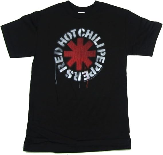 Red Hot Chili Peppers Dripping Stencil Asterisk Black T Shirt