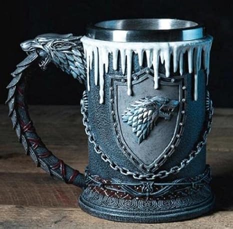 Winter is Coming Mug Medieval Cup Stainless Steel Gift for Lovers of the Stark Family Unique Collectable Inspired by Game of Thrones, Multicolor