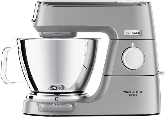 Kenwood Titanium Chef Baker KVC85.004SI Food Processor with Integrated Scale, Includes 3-Piece Patisserie Set, 5 L and 3.5 L Mixing Bowl, Continuous Speed Control, 1200 W, Silver