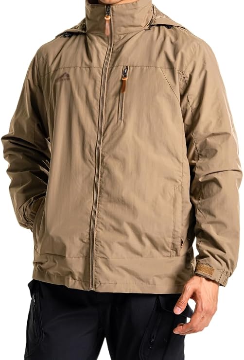Men's Outdoor Waterproof Soft Shell Hooded Military Tactical Rain Jacket