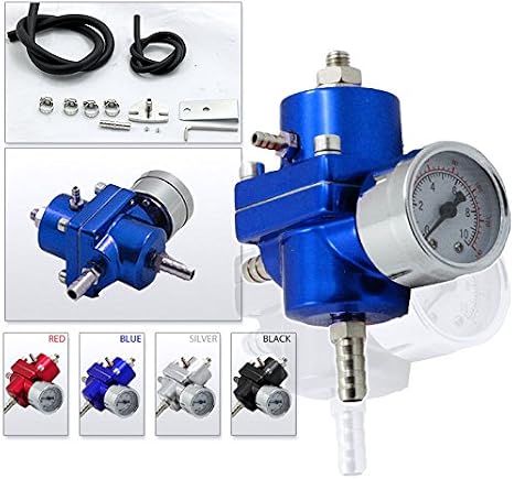 Rev9Power Rev9_AC-007-BLUE; Fuel Pressure Regulator with Gauge(Blue)