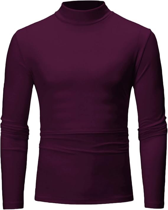 Black T Shirts for Men 2023 Long Sleeve Turtleneck Warm Casual Sweater Soft Comfy Solid Mock Pullover Undershirt