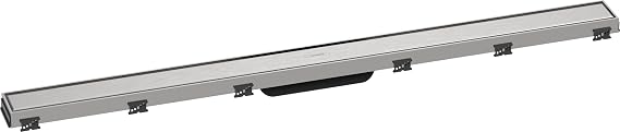 hansgrohe RainDrain Match Shower Drain Set 1000 mm Floor Drain Shower with Height-Adjustable Frame Brushed Stainless Steel