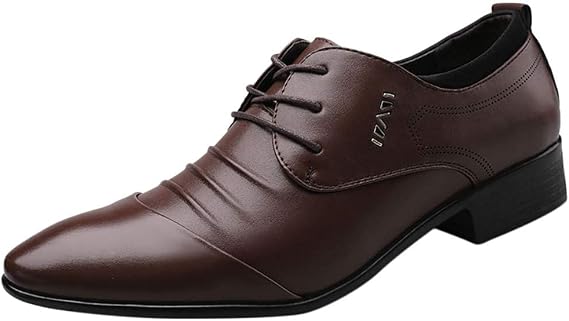 ZHOUYF Mens Dress Shoes Fashion Lace-up Pointed Toe Breathable Leather Formal Shoes Business White Wedding Shoes Classic Casual Outdoor Oxford Shoes for Men
