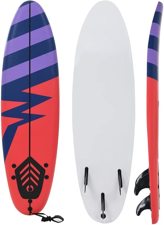 Surfboard Blue XPE Deck EPS Foam Core with Thruster Fins and Lead, Soft Top Wave Rider Board for Beginners with Traction Pad, 170 x 46.8X