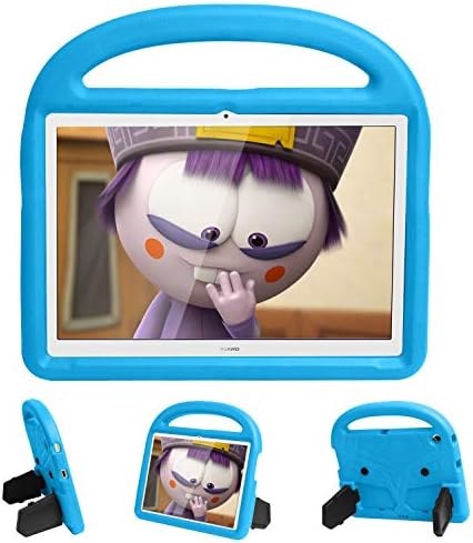 Compatible with Huawei MediaPad T3 10 9.6", Lightweight EVA Kid Friendly Shockproof Cute Protective Case, with Handle Stand Heavy Duty Cover (Blue)