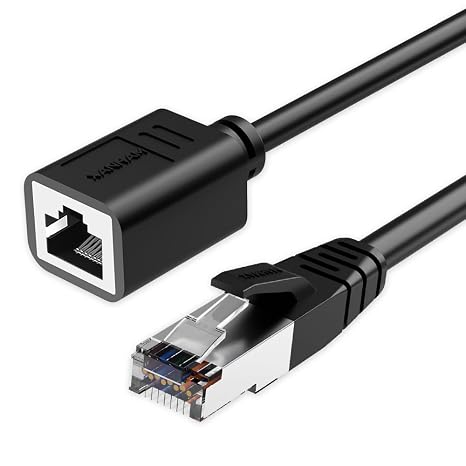 Ethernet Extension Cable 1ft Cat6 Network Patch Cord Extender RJ45 LAN Cable Female to Male Connector for Router, Modem, PC, Computer, Laptop, and Smart TV