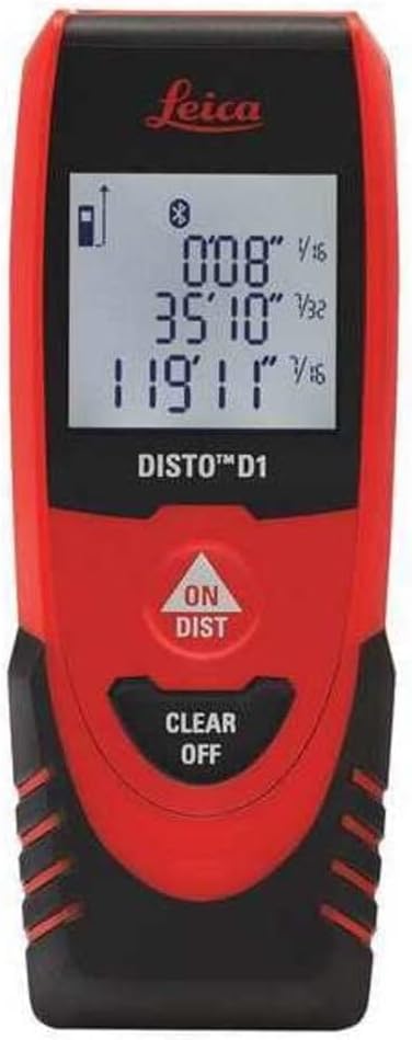 Leica DISTO D1 130ft Laser Distance Measure with Bluetooth 4.0, Black/Red