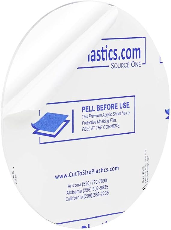 Clear Acrylic Plexiglass Lucite Circle Round Disc Every Thickness and Diameter Available