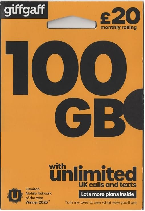 giffgaff £20 for 100GB Internet Data with unlimited UK calls and texts