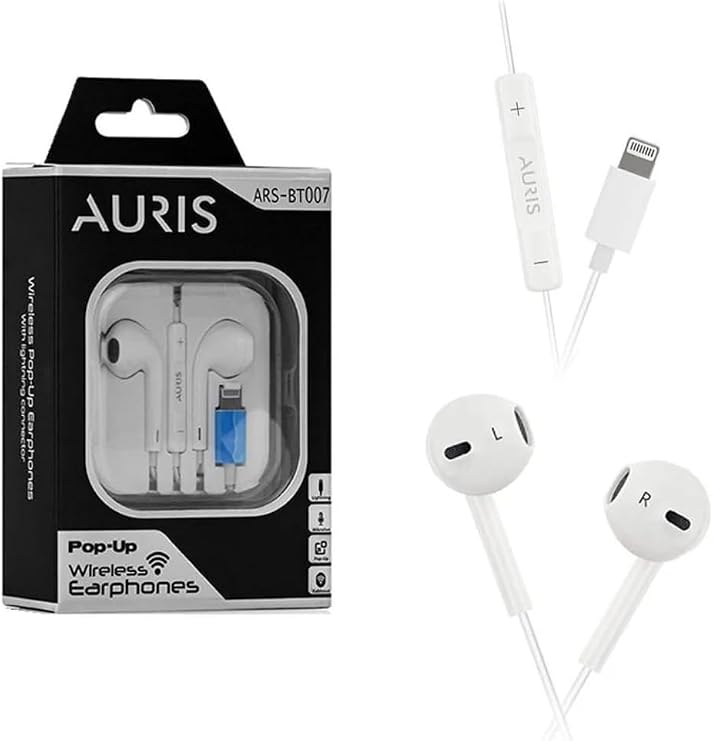 Auris ARS-BT007 Lightning Girişli Pop-Up Wireless Kablolu Kulaklık, Beyaz