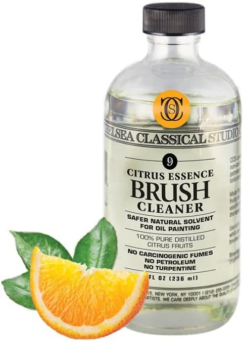 Chelsea Classical Studio Citrus Essence Brush Cleaner for Making Paintbrush Hair Subtle Maintaining Maximum Working Quality - [32 oz. Bottle]