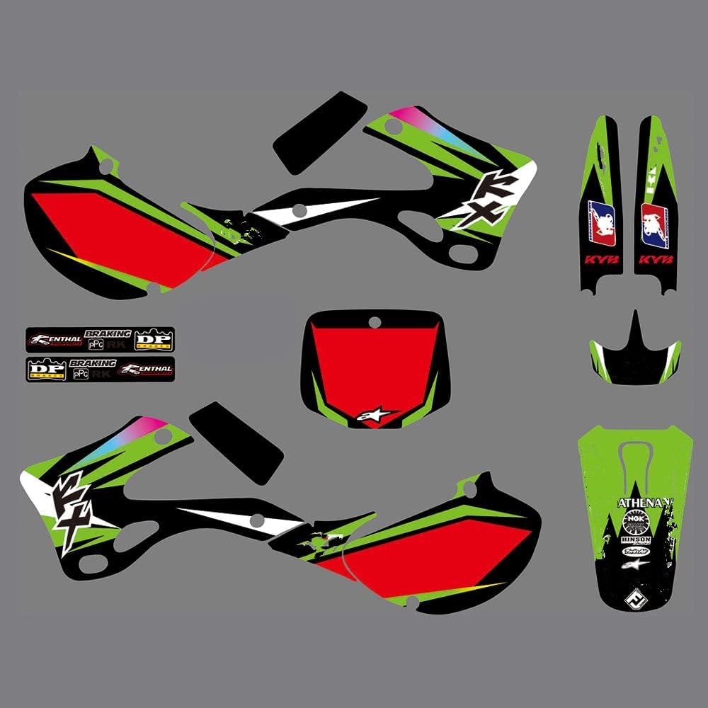 Custom Motorcycle Decal Kit Motorcross Graphics Dirt Bike Sticker Compatible with Kawasaki KX125 KX250 1999 2000 2001 2002 Decals